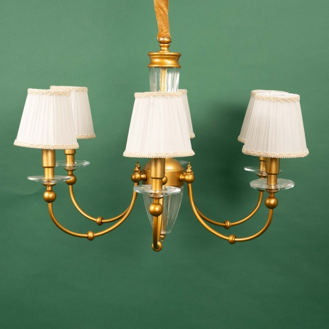 220408-6'' 6 Light Chandelier, Gold Finish - JassourCo.