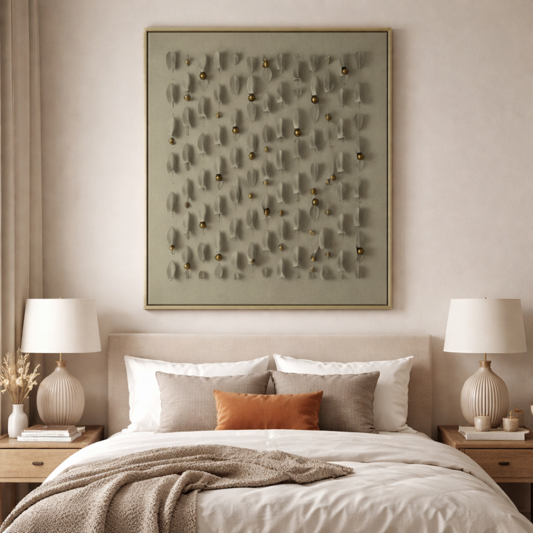 254109-7'' Handmade Canvas Painting, Grey Finish (90 × 120 cm)