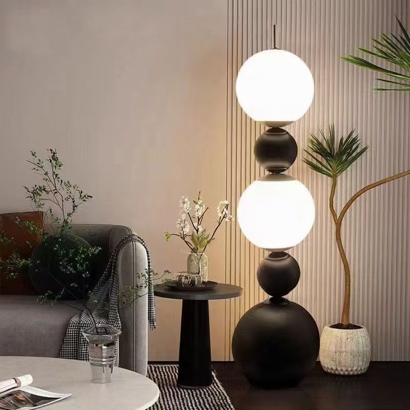 B'' Led Floor Lamp, Black & White Finish