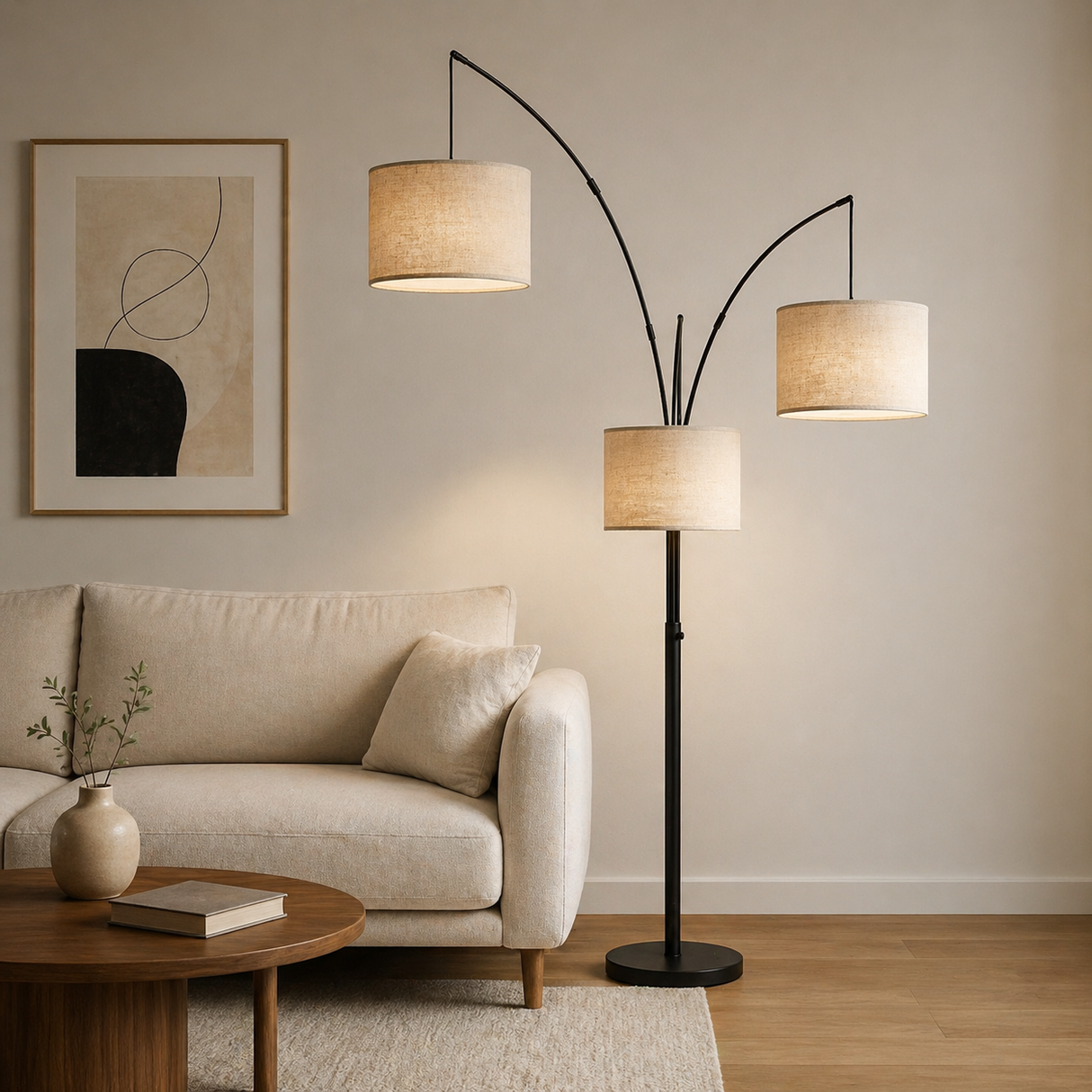 HLL30089-3'' Floor Lamp-White&Black