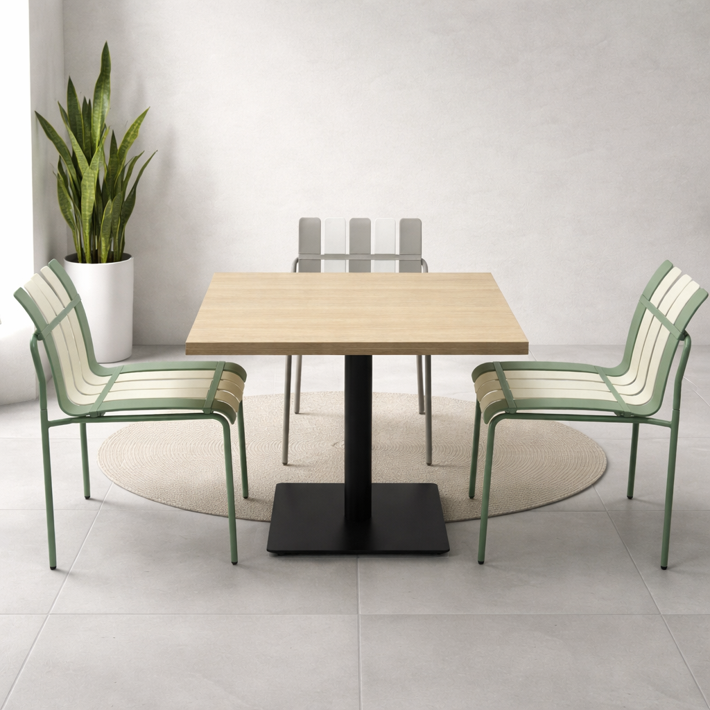 Modern Beige Dining Set With colorful Chairs,80x80cm - JassourCo.