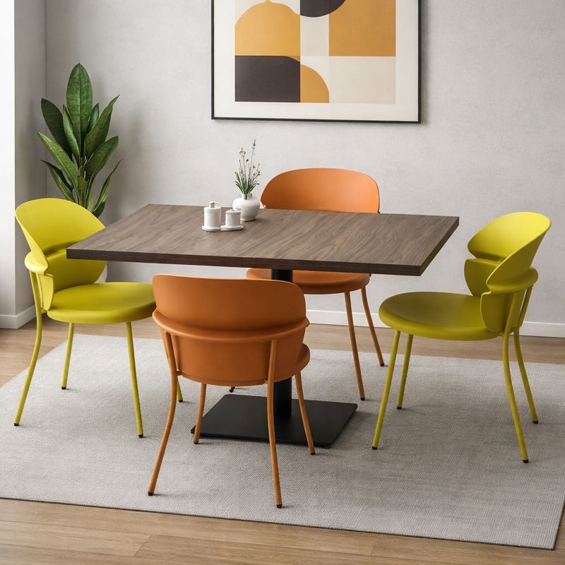 Modern Brown Dining Set With colorful Chairs,120x80cm - JassourCo.