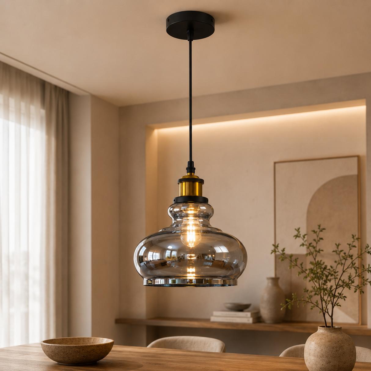G6002, 1 Light Pendant Fixture, Silver Finish