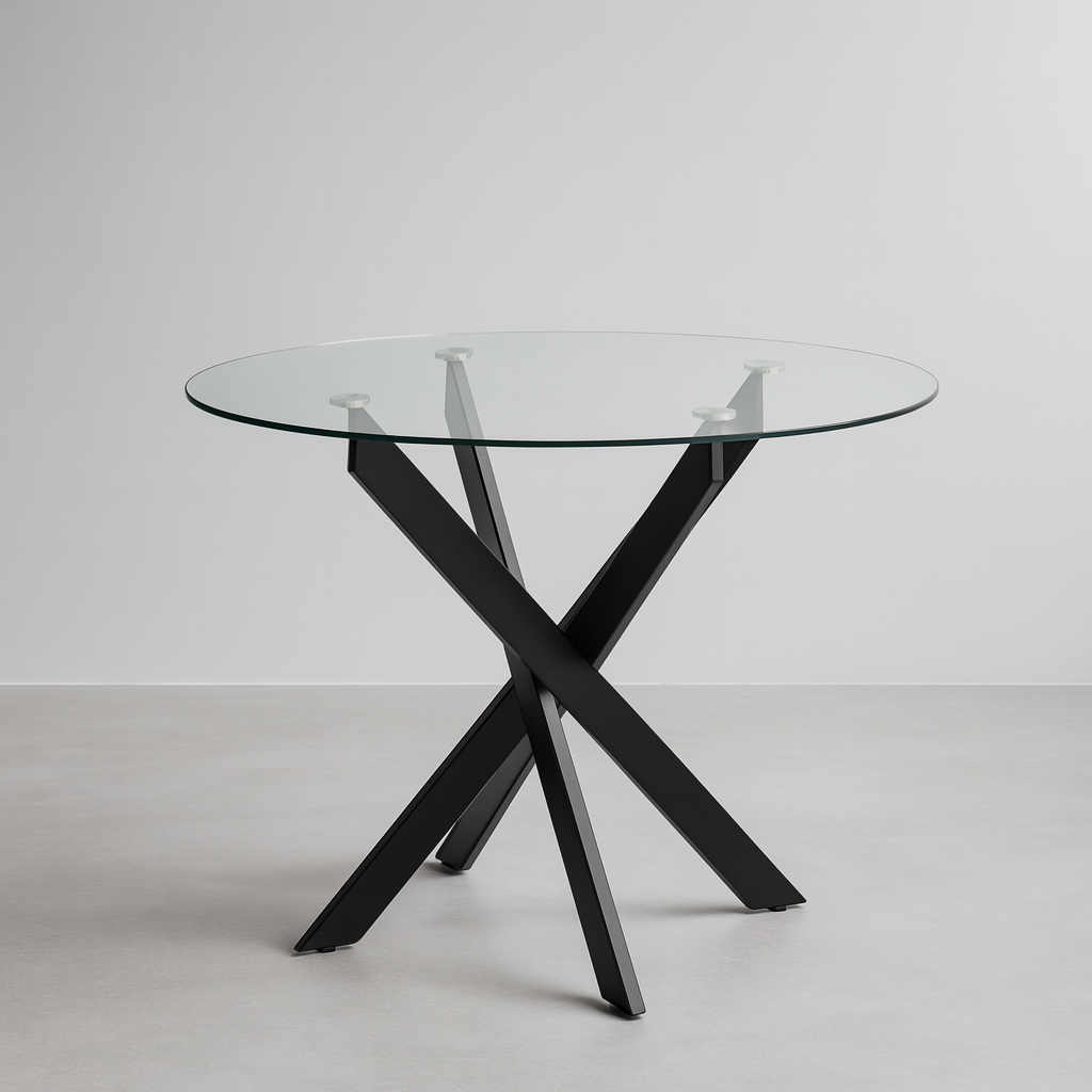 DTOG045-3'' Glass Dining Table, 90cm