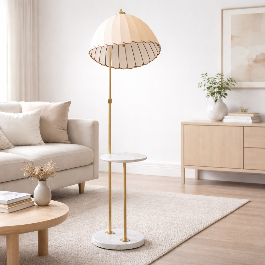 ML6351'' Floor Lamp, Gold & Beige Finish, 170x30cm