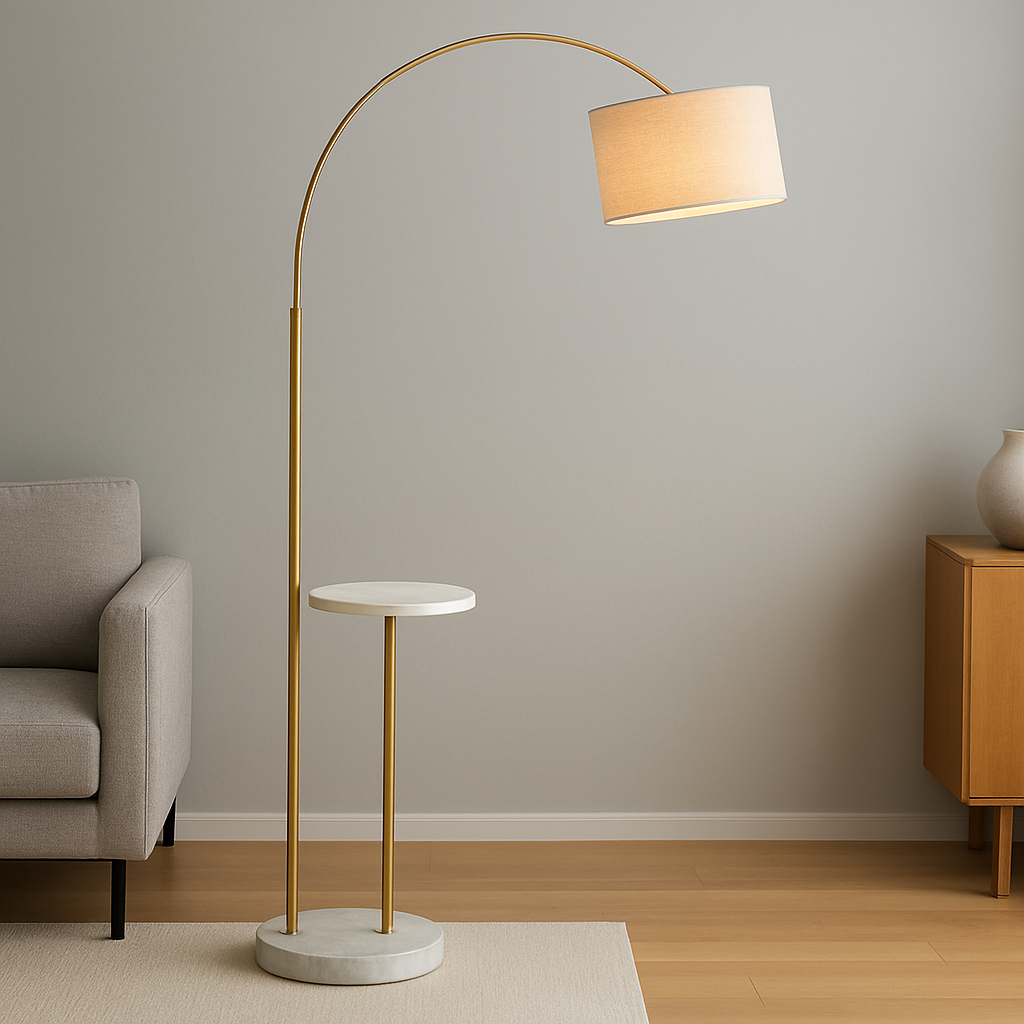 ML6351'' Floor Lamp, Gold & Beige Finish