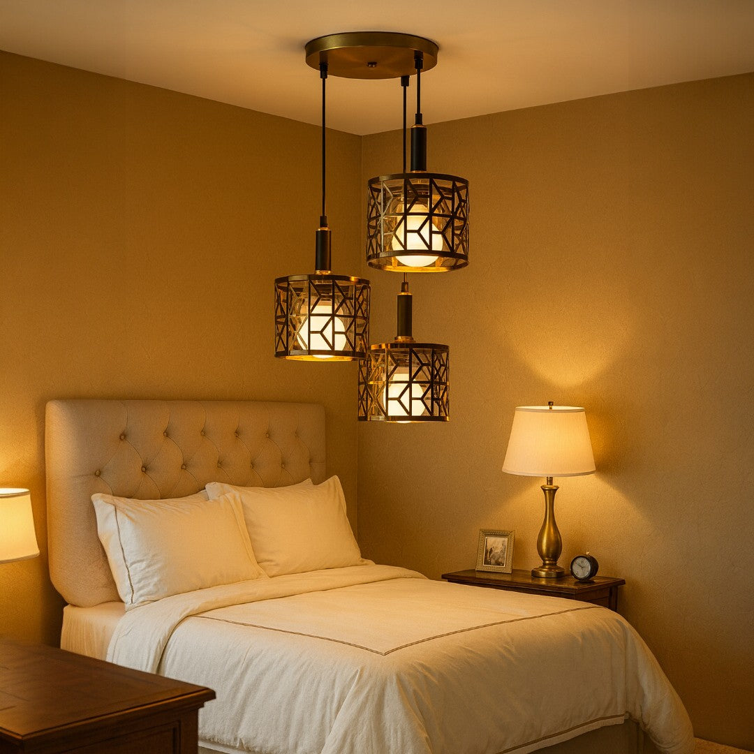 G26-3GAB'' Triple Pendant Light, Gold Finish - JassourCo.