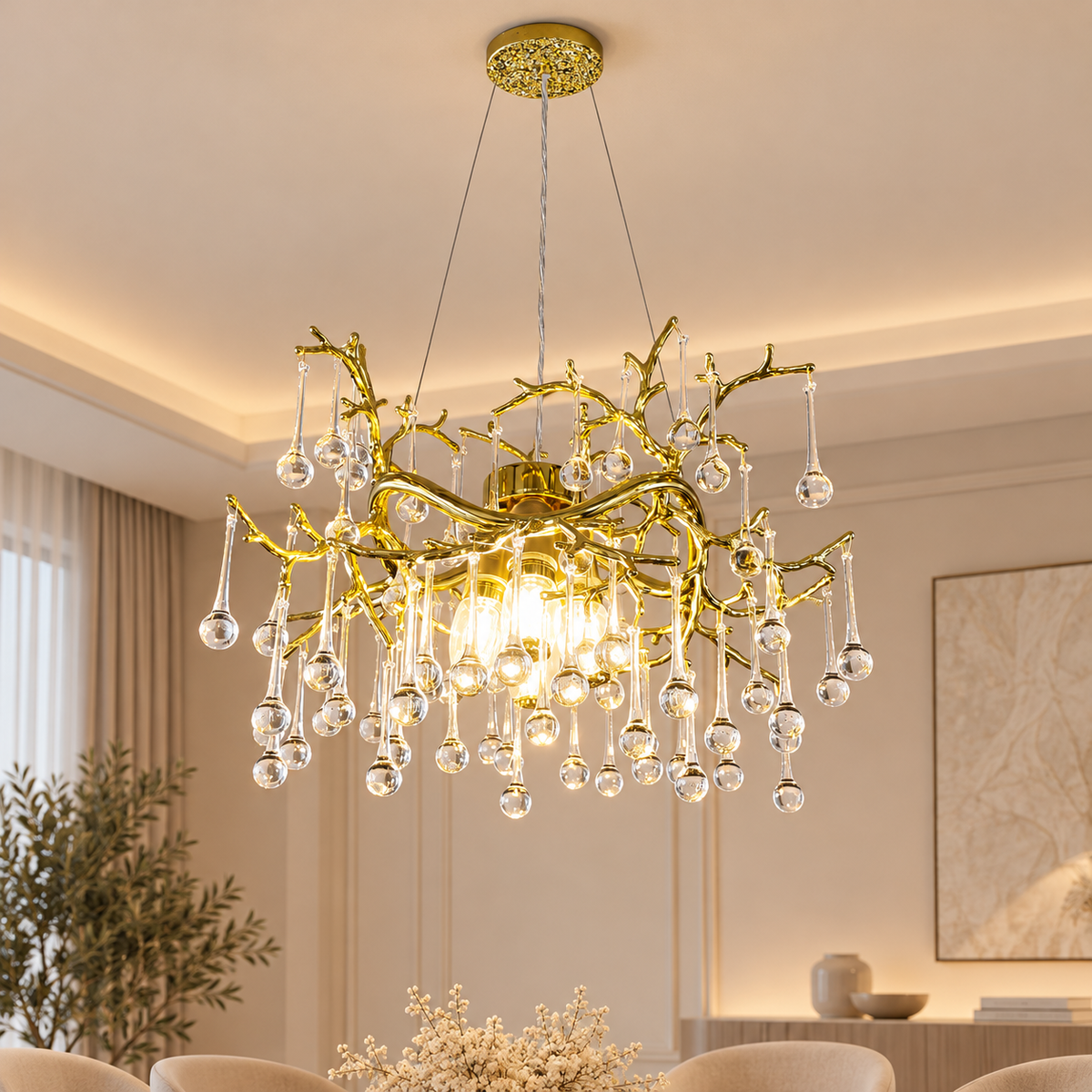 11052# D500'' 6 Light Gold Chandelier, 50cm