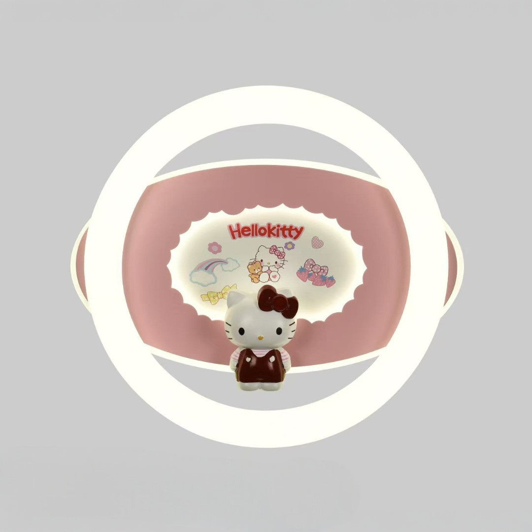 Pink bag with Hello Kitty design on a gray background