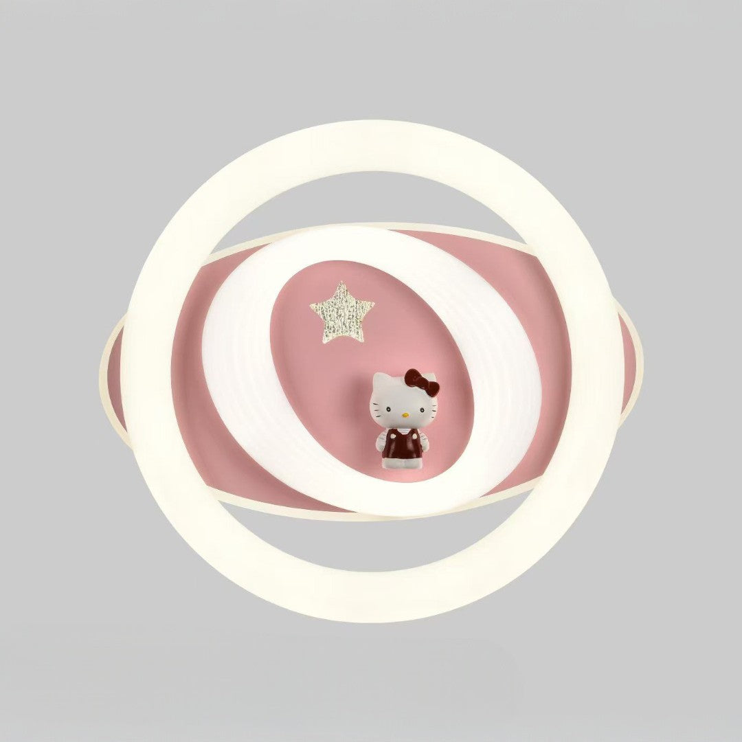 Children's ceiling light fixture with Hello Kitty design on a gray background