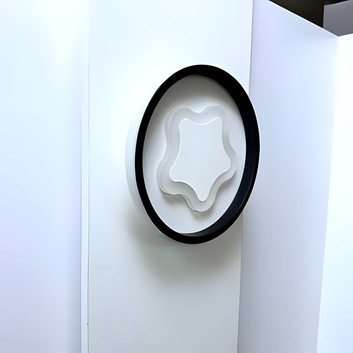 Modern LED Wall & Ceiling Light. Fixed on a white wall, its sleek, wavy design , blending style and function effortlessly.