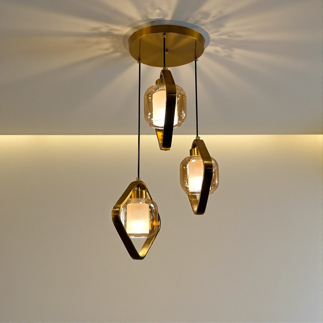 CD4153-3'' Triple Pendant Light, Gold Finish - JassourCo.