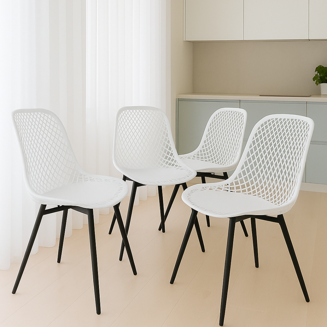 GC-133/3875 Plastic Chair Set, White Finish - JassourCo.