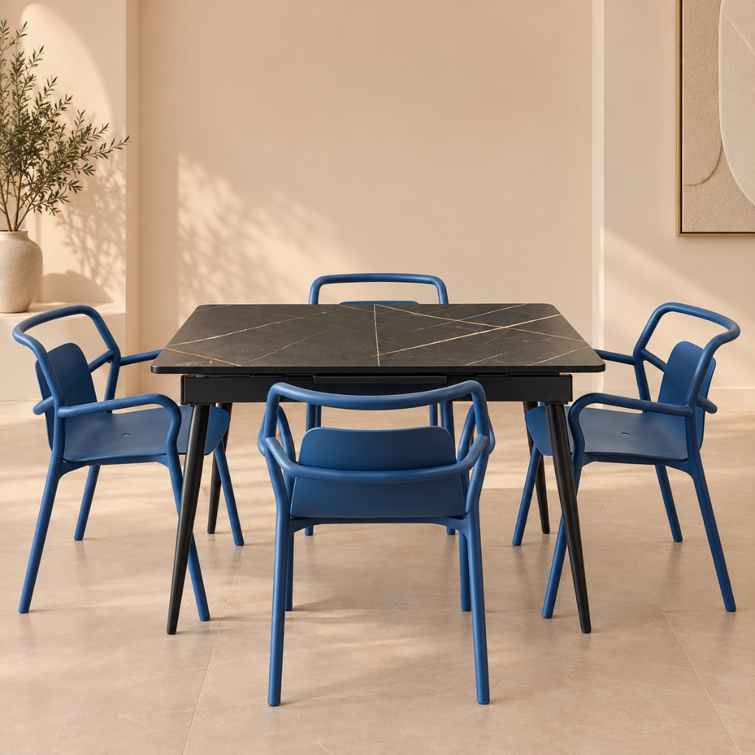 DTOG2503'' Extendable Black Dining Table, 120x80cm to 155x80cm