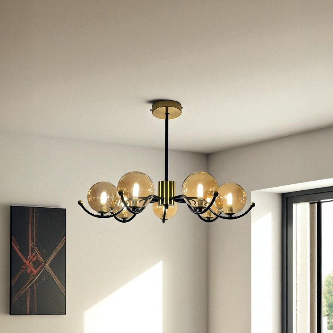 2207'' 7 light Chandelier, Black Finish - JassourCo.