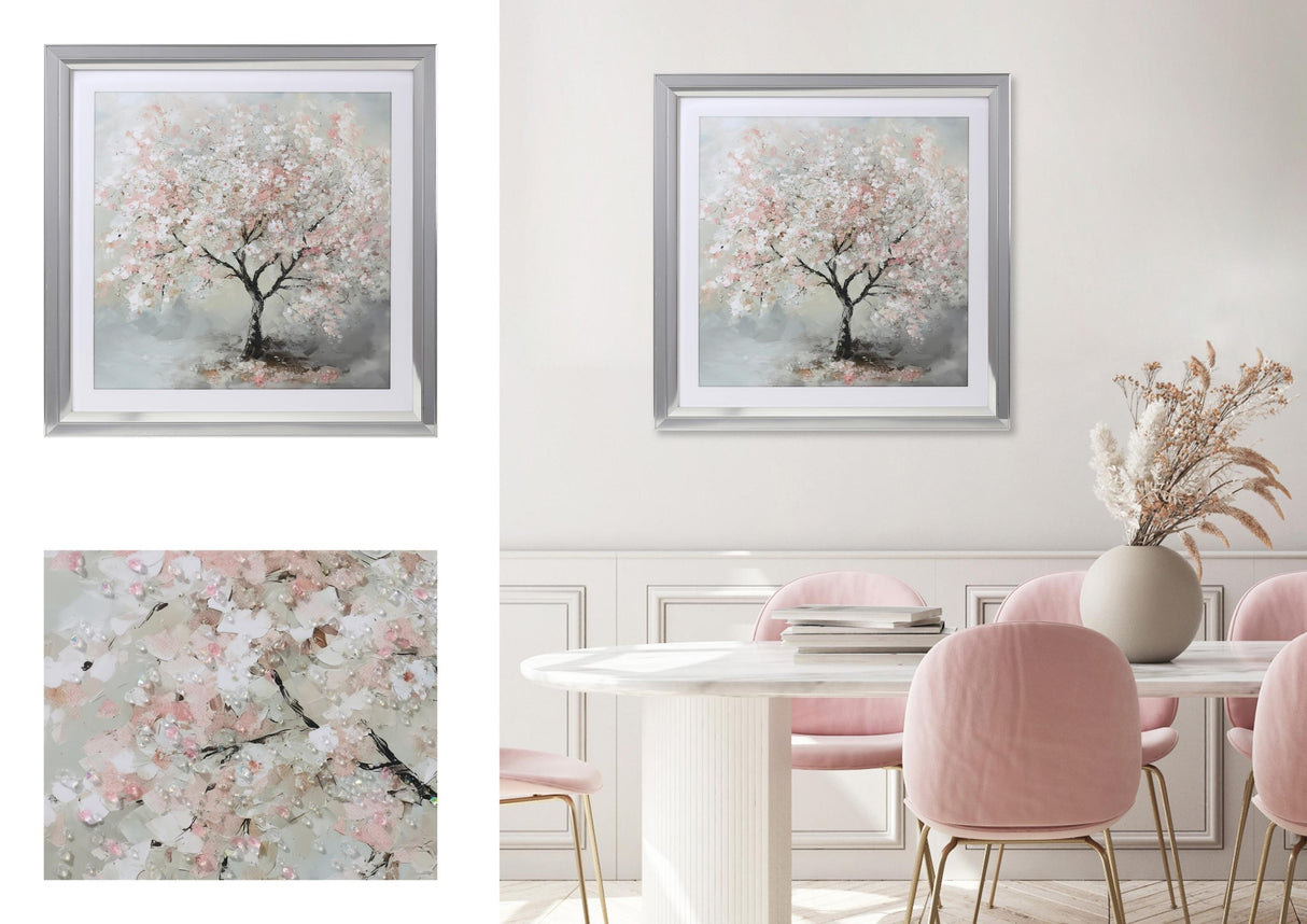 V001343FZ7D0791XXX'' Jewelled Framed Art, Pink & Silver Finish (79 × 79 cm) - JassourCo.