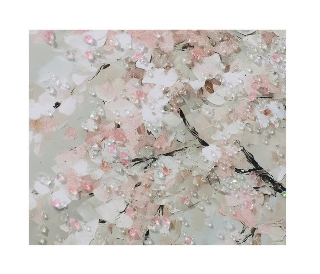 V001343FZ7D0791XXX'' Jewelled Framed Art, Pink & Silver Finish (79 × 79 cm) - JassourCo.