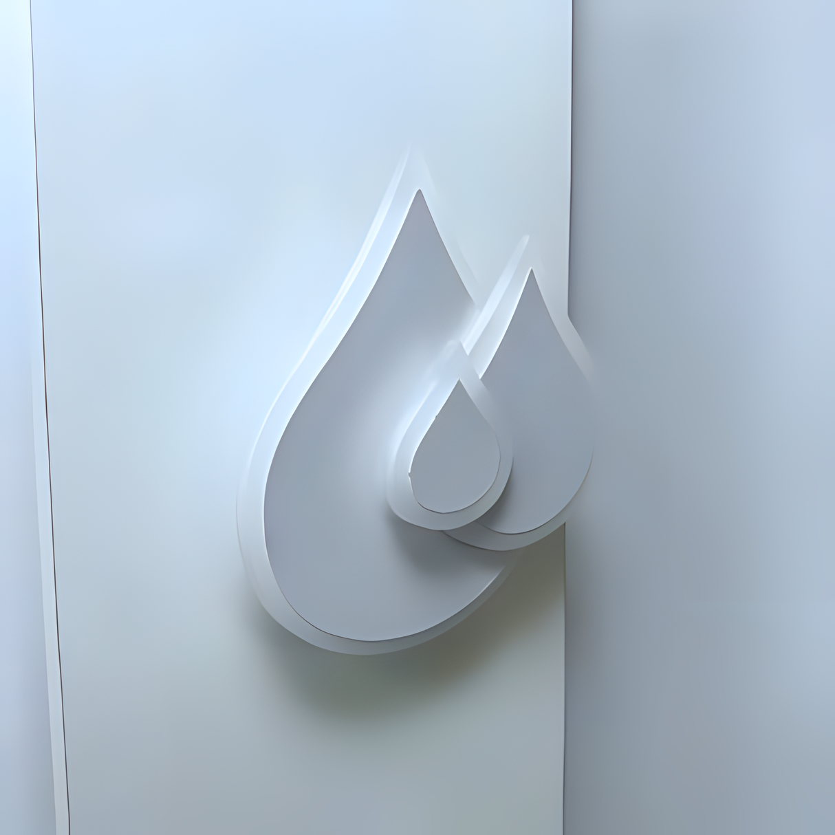 Wall-mounted LED light fixture shaped like two overlapping water droplets