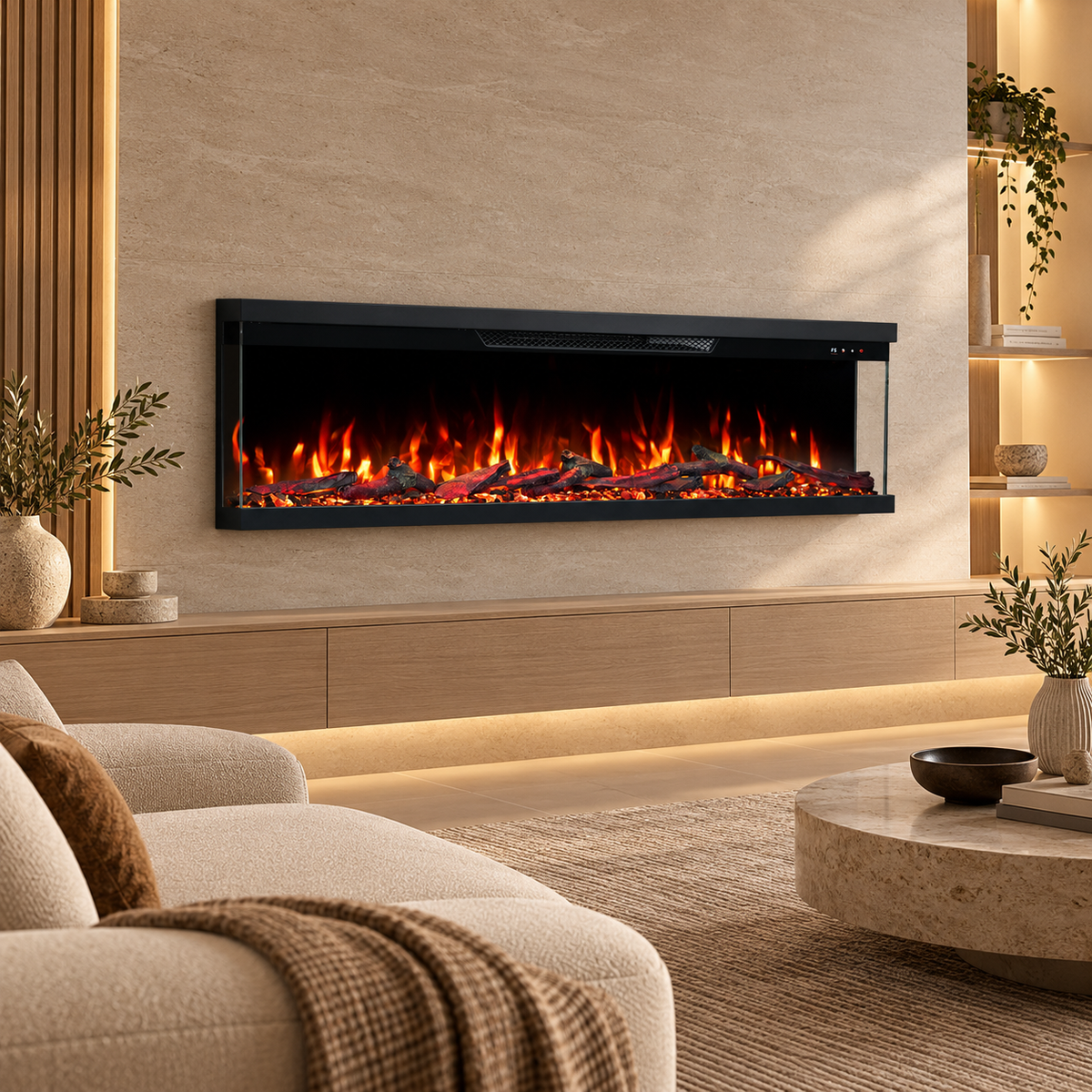 BEF-72BI Electric Fireplace 3 sides / 183cm