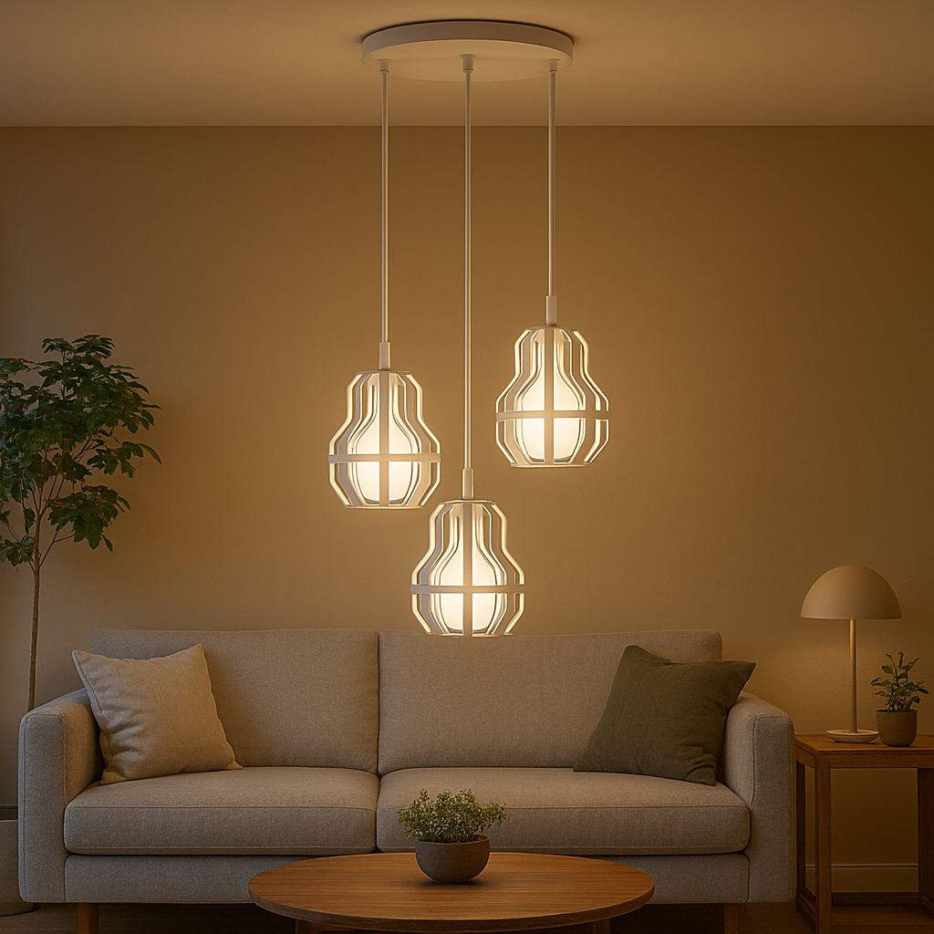 X394-3WH'' Triple Pendant Light, White Finish