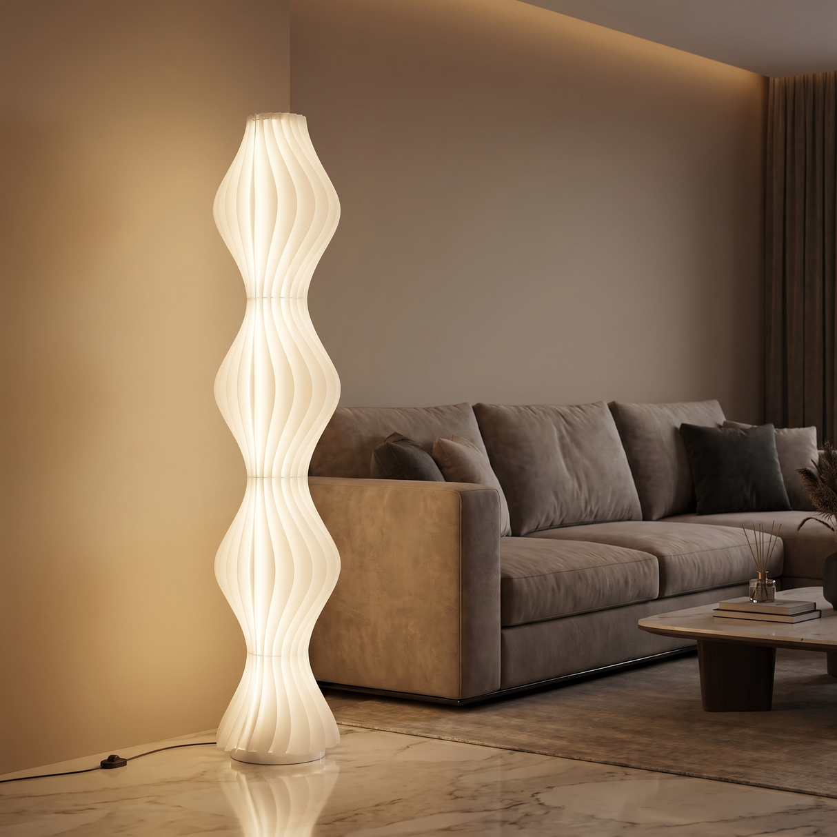 A'' Led Floor Lamp, White Finish, 170x30cm