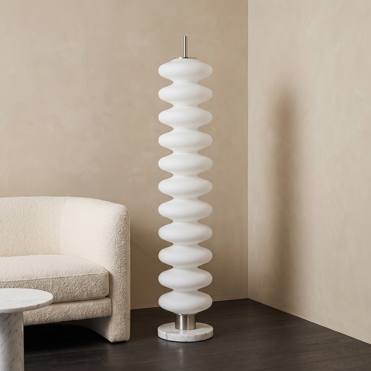 ML-5186 WH'' Led Floor Lamp, White & Silver Finish, 160x25cm