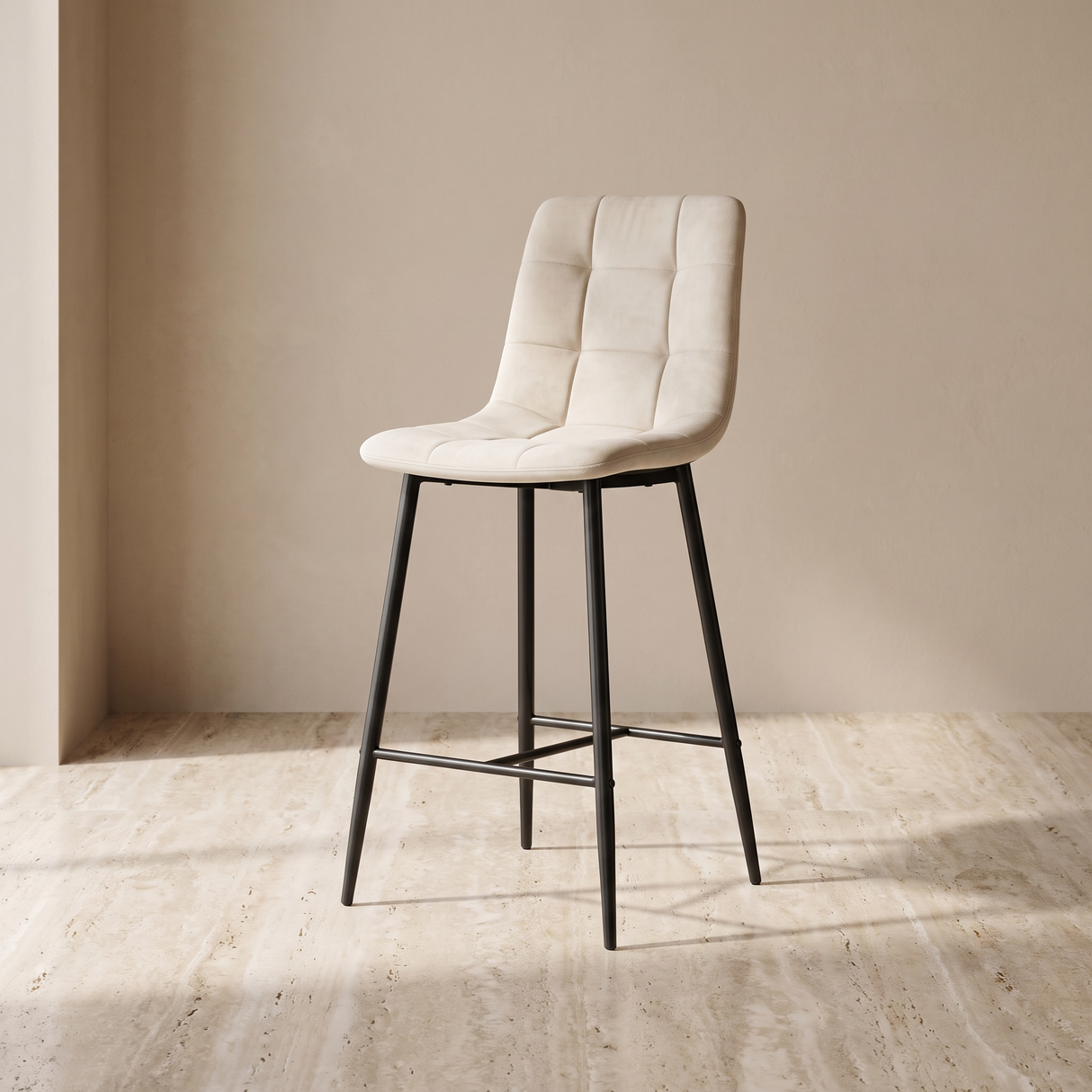H43 Velvet Cover bar Chair, Beige Finish