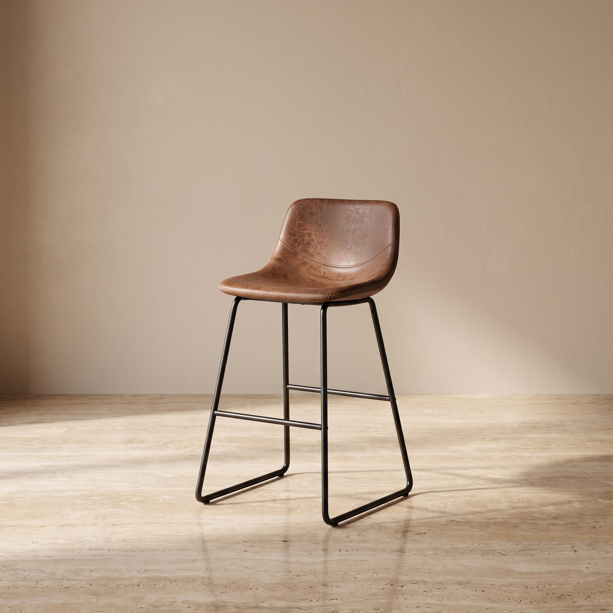 T5100/H039 Faux Leather Cover Bar Chair, Havane Finish