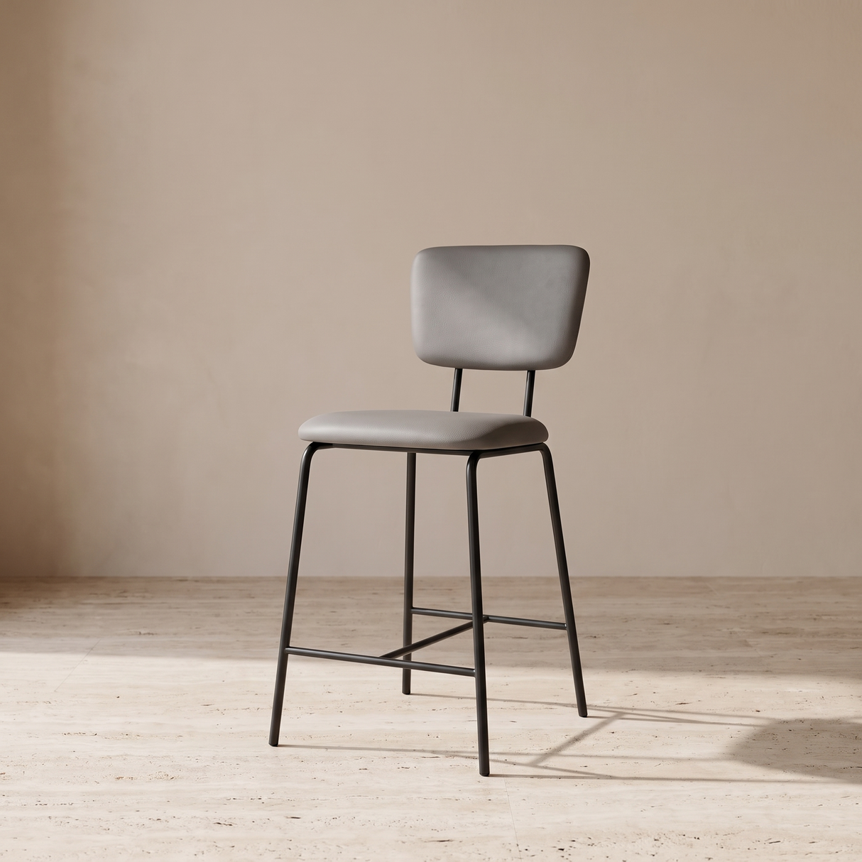 H89 Faux Leather Bar Chair, Grey Finish