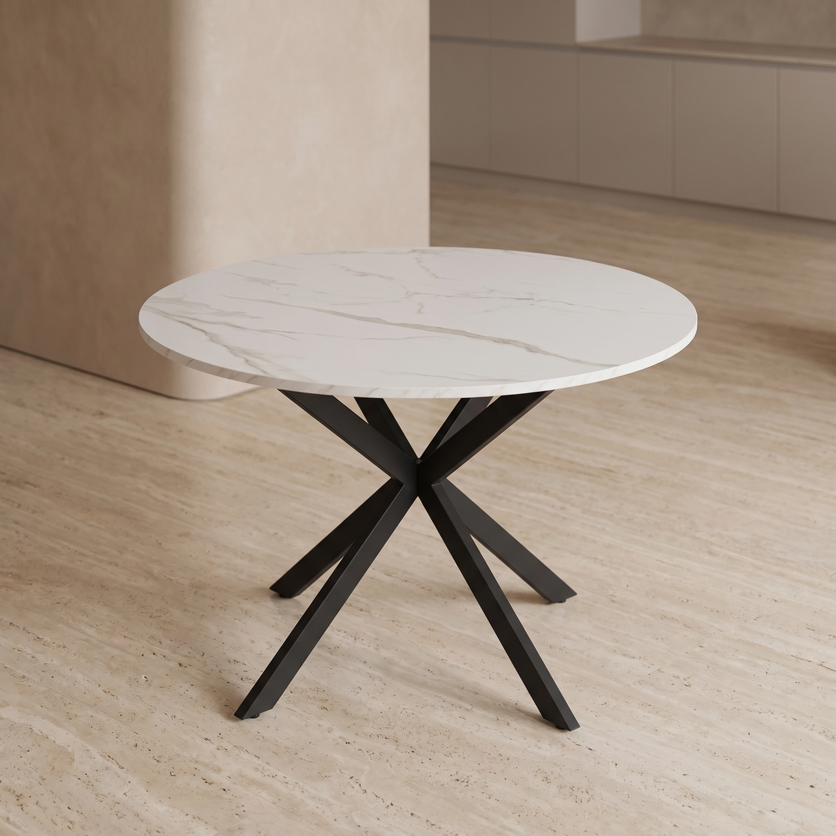 DTOG2501'' White Marble Extendable Table, 100x100cm to 140x100cm