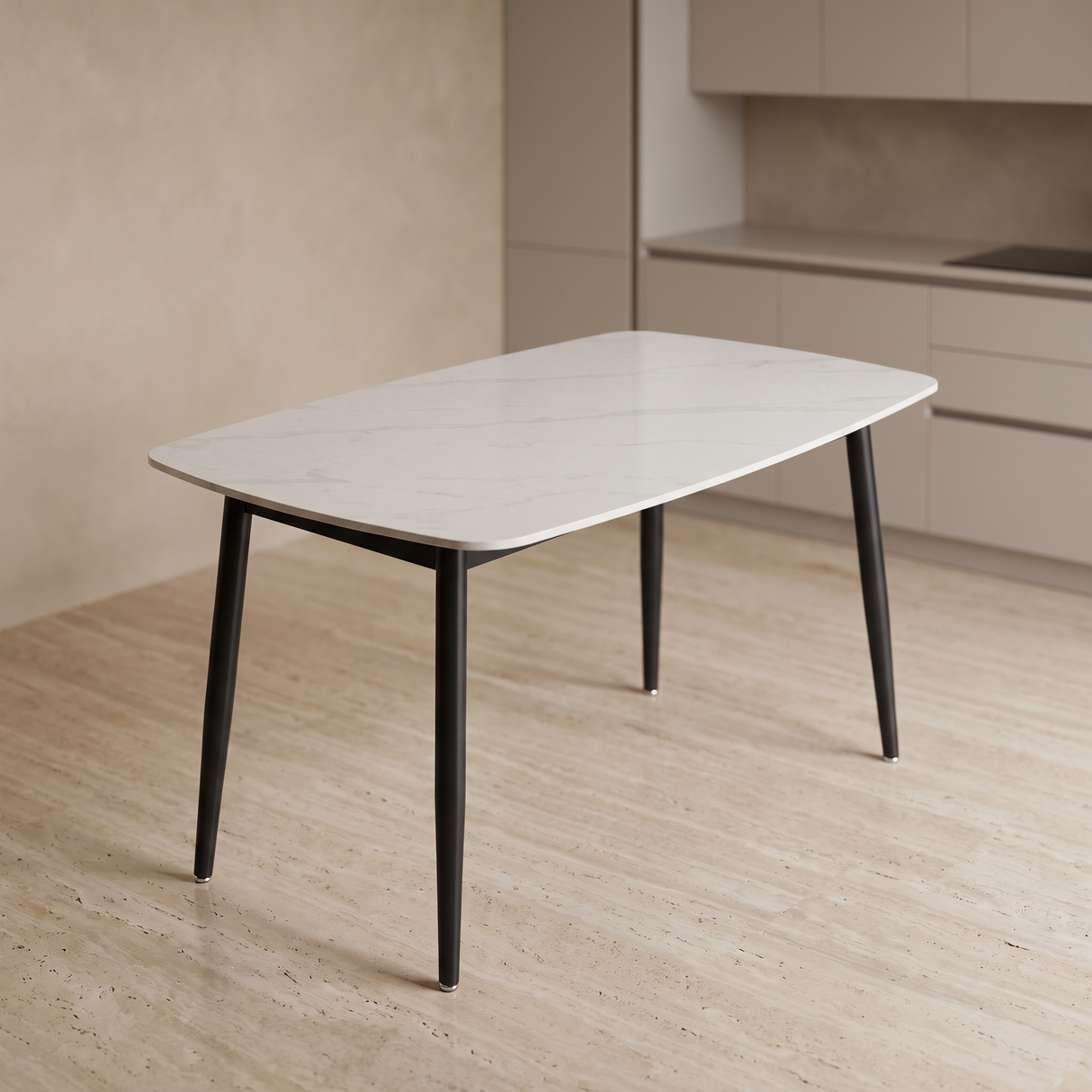 DTOG2505'' Ceramic Dining Table, white & light grey 118x78cm