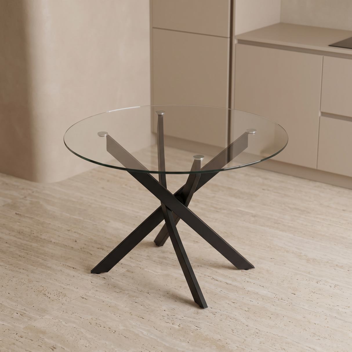 DTOG045-3'' Glass Dining Table, 90cm