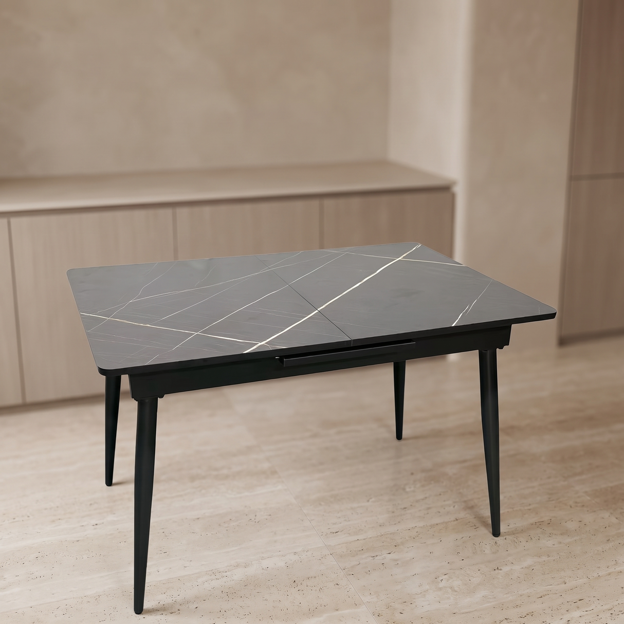 DTOG2503'' Extendable Black dining Table, 120x80cm to 155x80cm