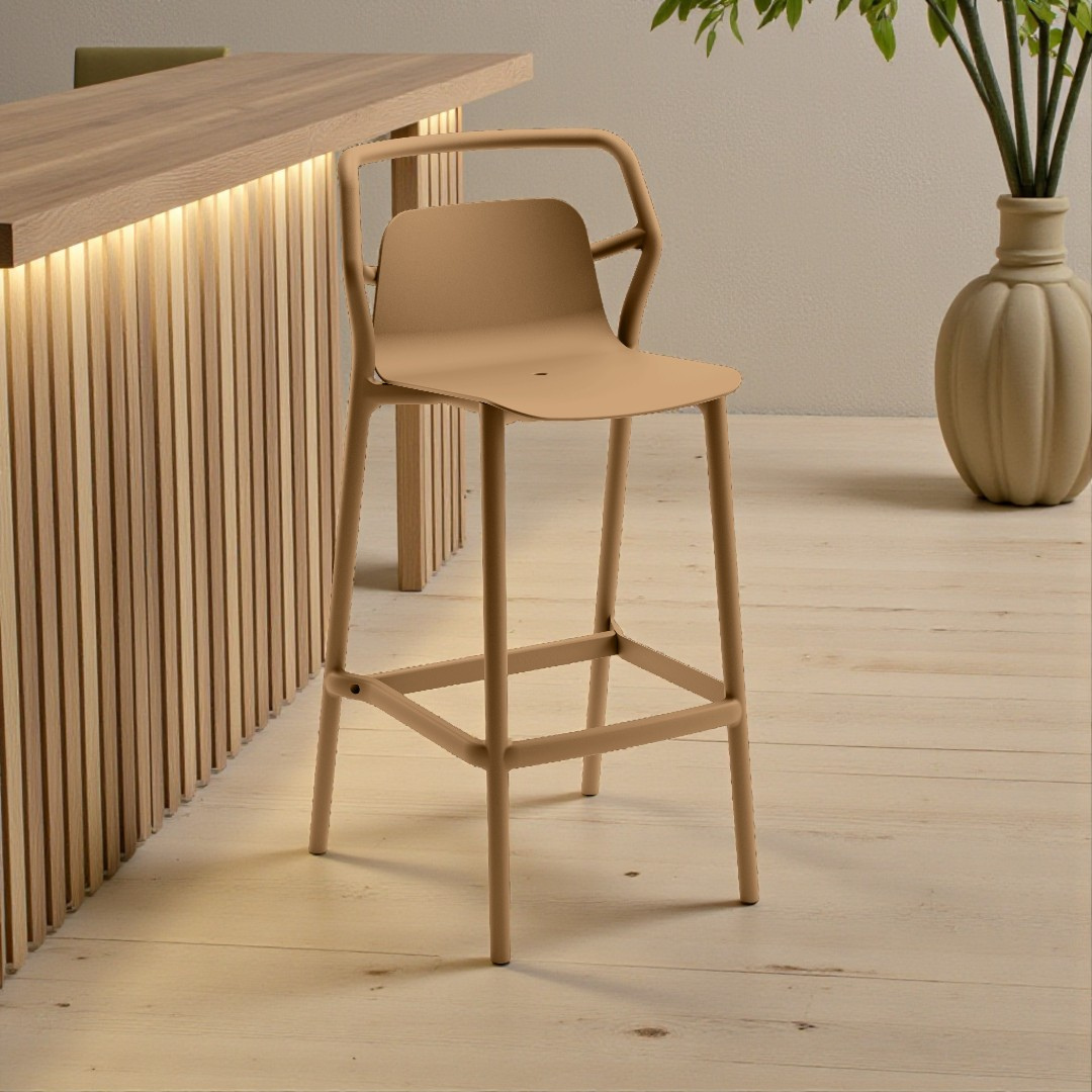 FY-810D'' AURA Bar Chair, Mocha Brown Finish