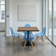 Modern Brown Dining Set, With Blue Chairs, 80x80cm - JassourCo.