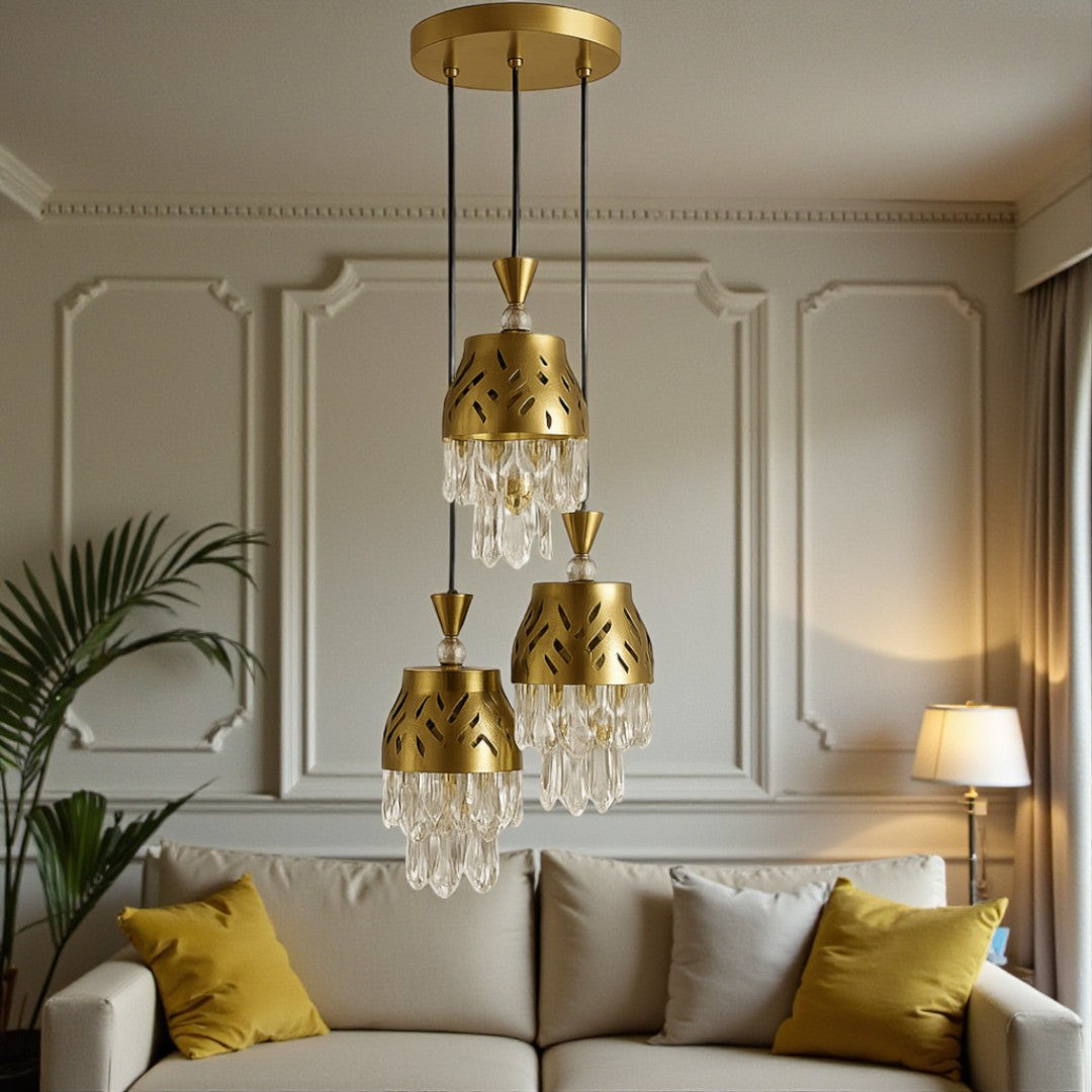 CD4162-3''3 Light Pendant Fixture, Gold Finish