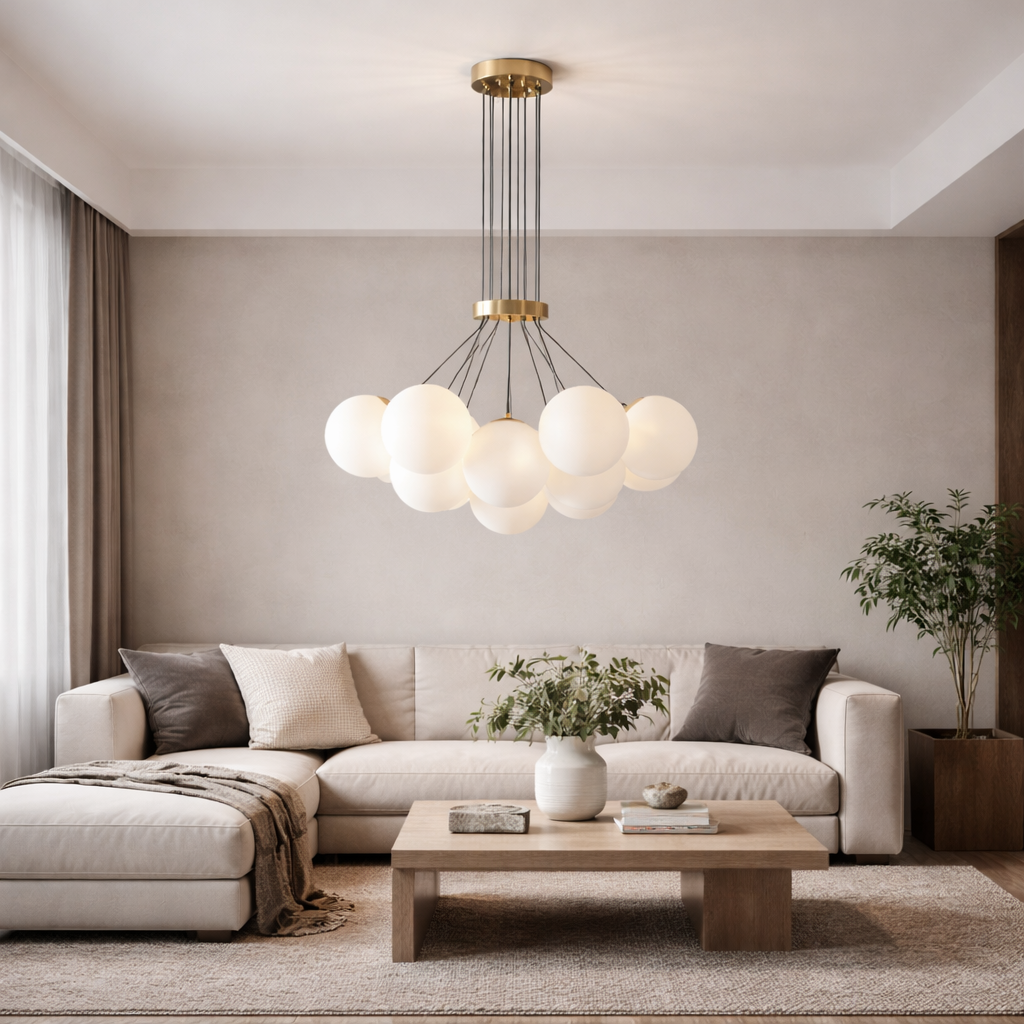 D0258-13BP' 13 Lights Pendant Fixture, White Finish