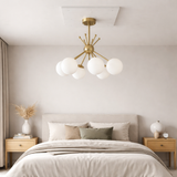 D0141-6BP 6Lights  Pendant Fixture, White&Gold Finish