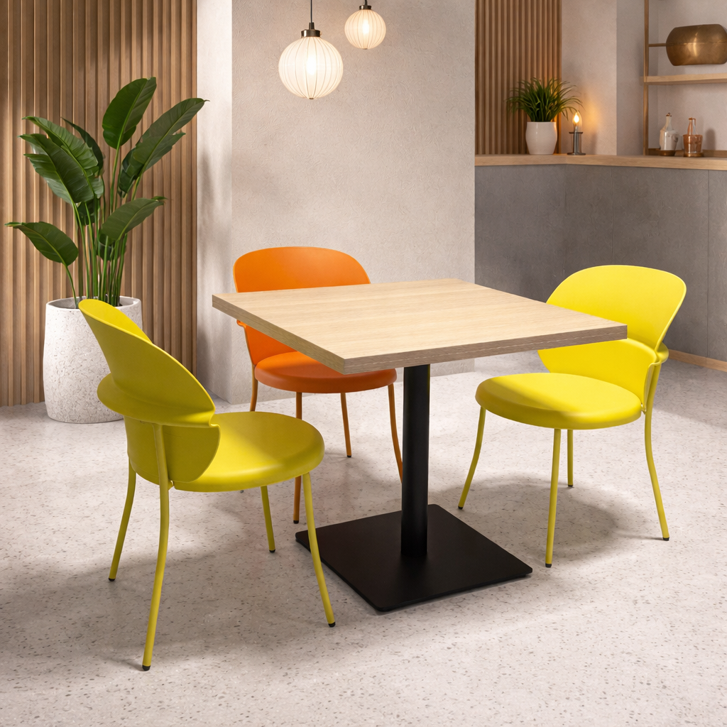 Modern Beige Dining Set With colorful Chairs,80x80cm - JassourCo.