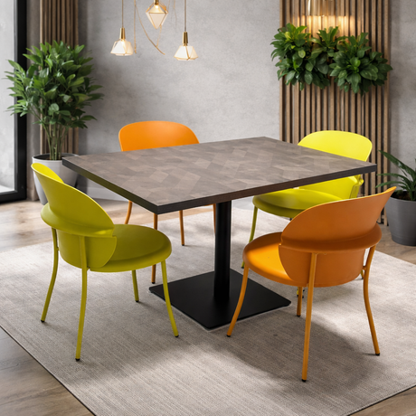 Modern Grey Dining Set With colorful Chairs, 120x80cm - JassourCo.