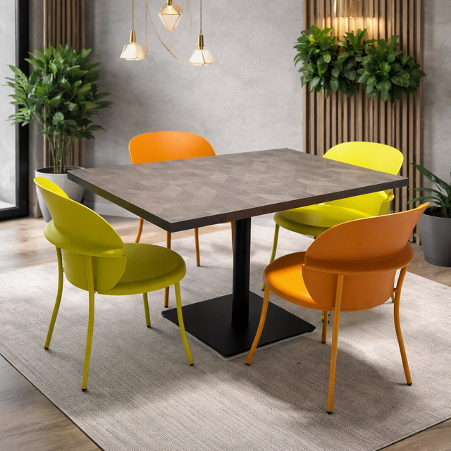 Modern Grey Dining Set With colorful Chairs, 120x80cm - JassourCo.