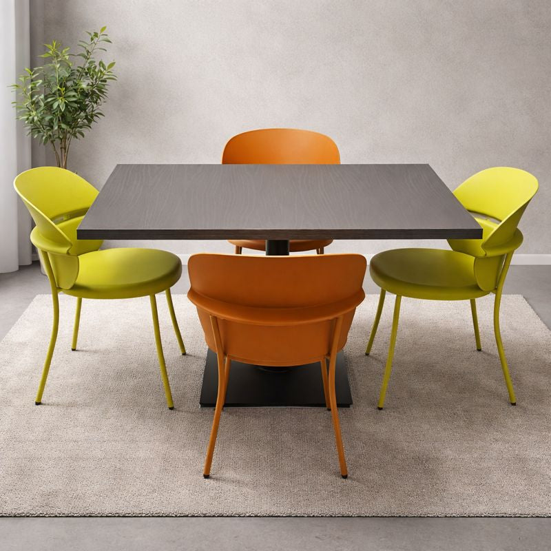 Modern Dark Wood Dining Set With colorful Chairs,120x80cm - JassourCo.