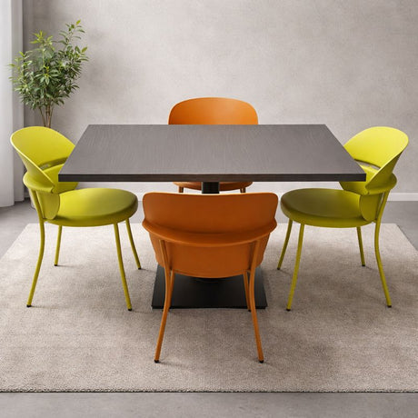 Modern Dark Wood Dining Set With colorful Chairs,120x80cm - JassourCo.