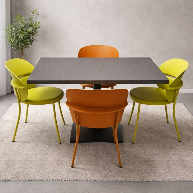 Modern Dark Wood Dining Set With colorful Chairs,120x80cm - JassourCo.