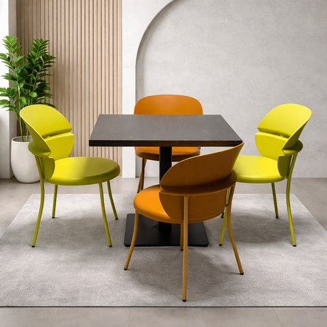Modern Dark Wood Dining Set With colorful Chairs,80x80cm - JassourCo.