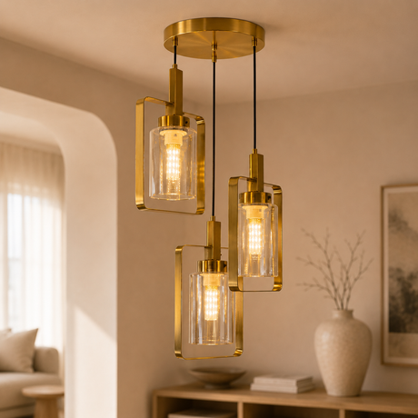 CD3982-3A Triple Pendant Light, Gold Finish - JassourCo.