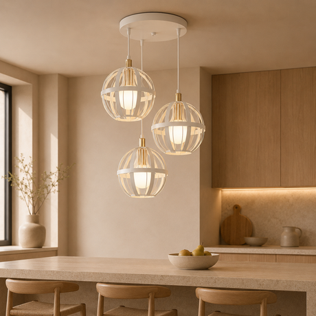 X390-3WH Triple Pendant Light, White Finish - JassourCo.