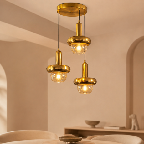 CD4053-3 3 Light Pendant Fixture, Gold Finish - JassourCo.