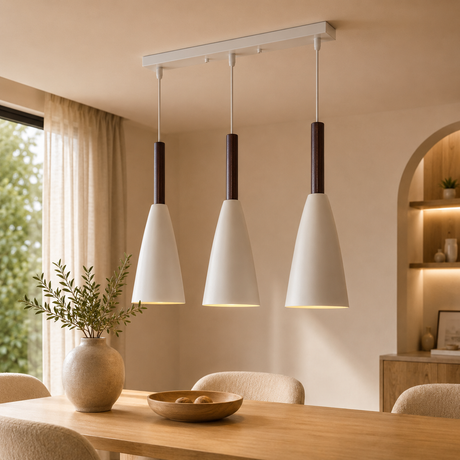 510-3P 3 Light Pendant Fixture, White Finish - JassourCo.
