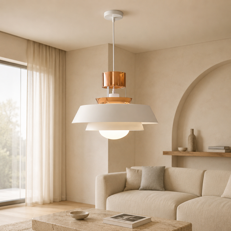 MT1098 1 Light Pendant Fixture, White Finish - JassourCo.
